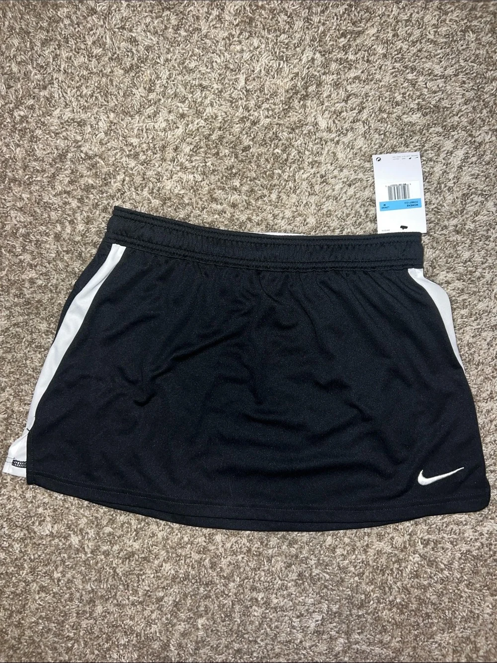NWT! Nike Black Athletic Skirt w/ White Stripe and White Swoosh Accent Size MED